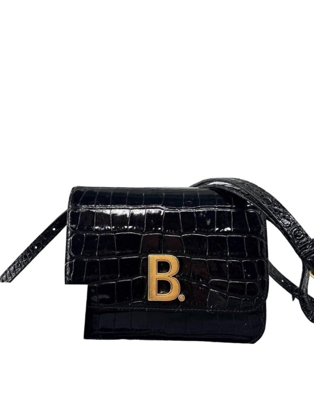 Balenciaga Super B Logo Shoulder Bag Black